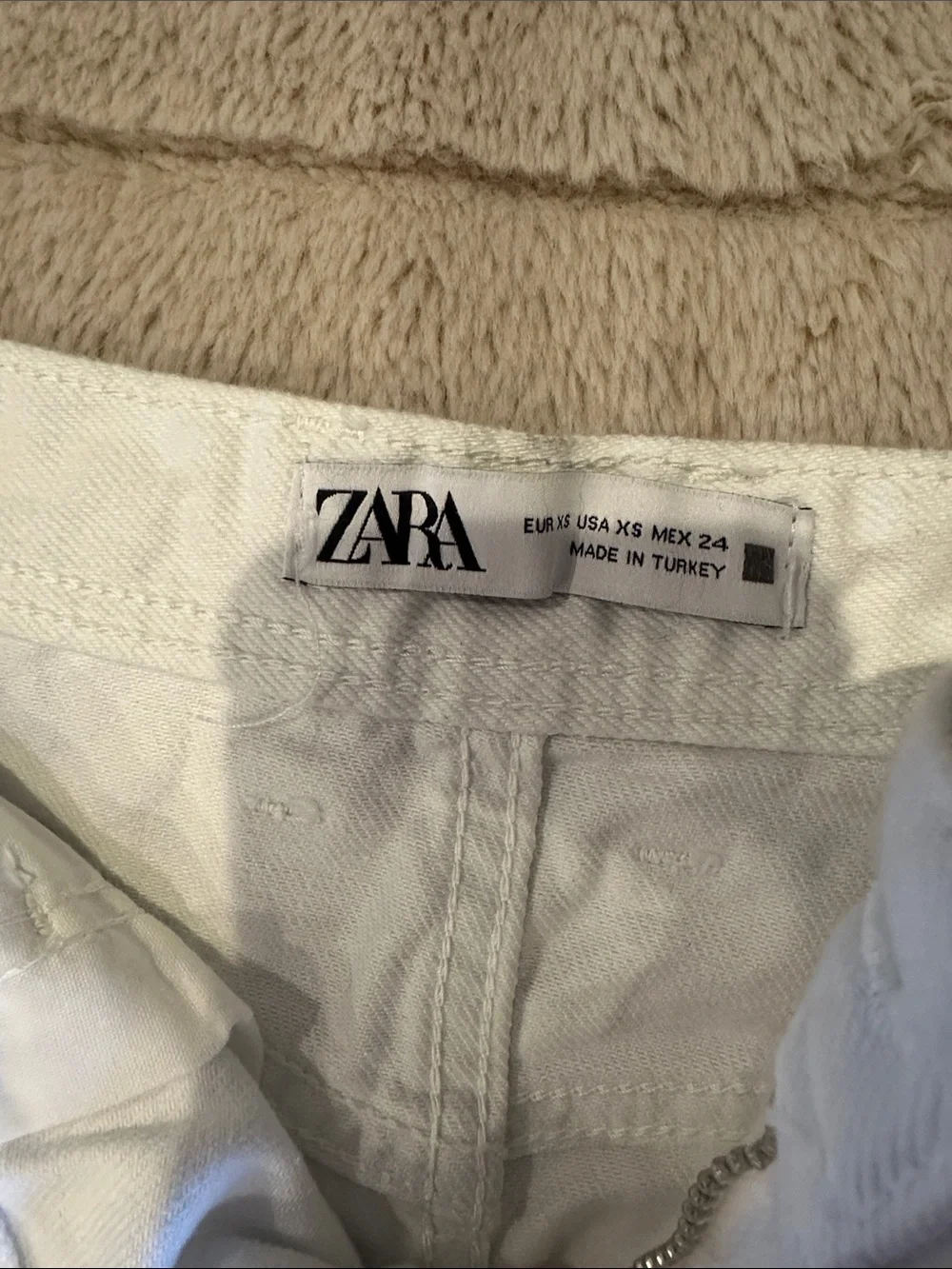 ZARA White Denim Skirt with High Waist